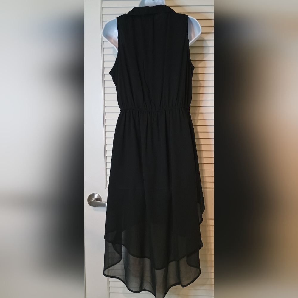 Fun and Flirt Black Sleeveless Sheer Button Down Hi-low Dress Size Medium - Picture 5 of 11